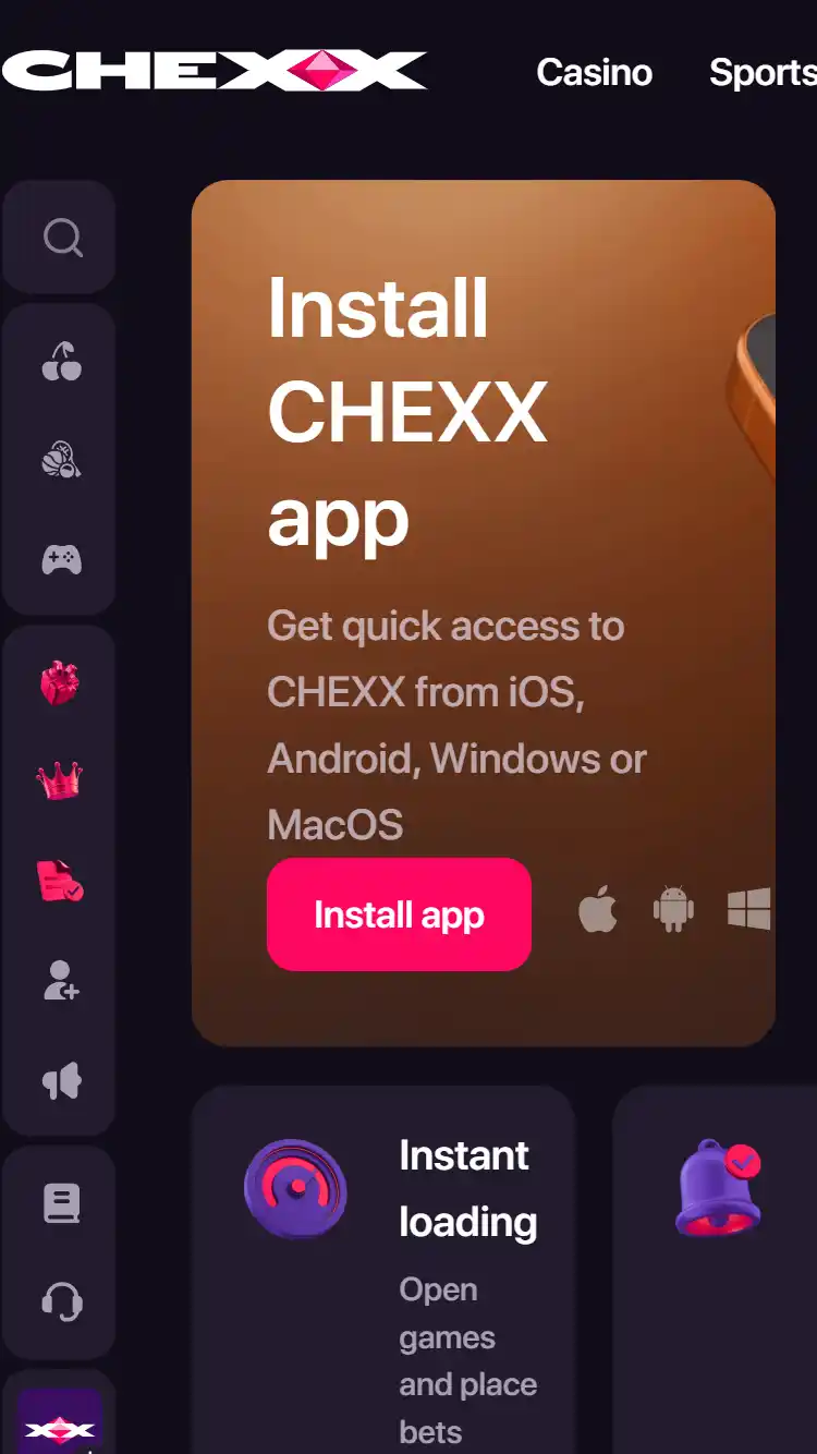 واجهة CHEXX الفعلية على الهاتف أو شاشة تثبيت PWA أو Telegram Mini App