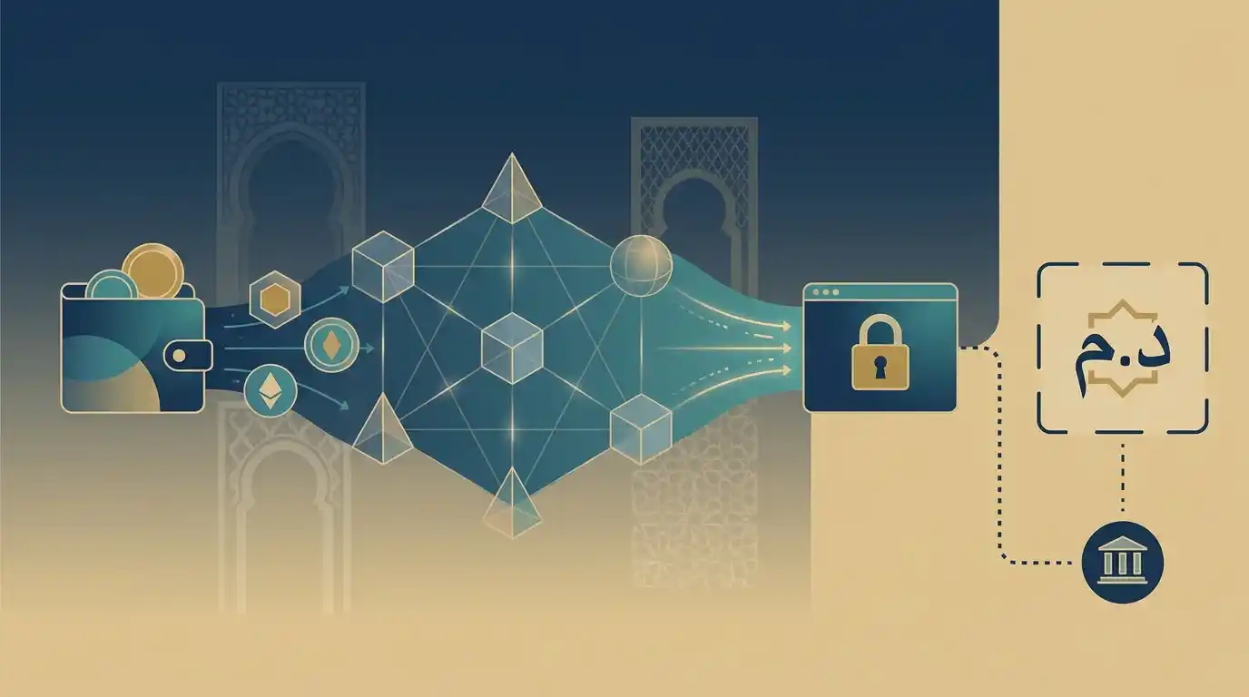 رسم توضيحي لمعاملات العملات الرقمية والشبكات المستخدمة في الإيداع والسحب